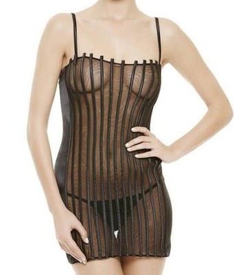 La Perla Graphique Couture S Chemise Thong Set Black Detachable Straps