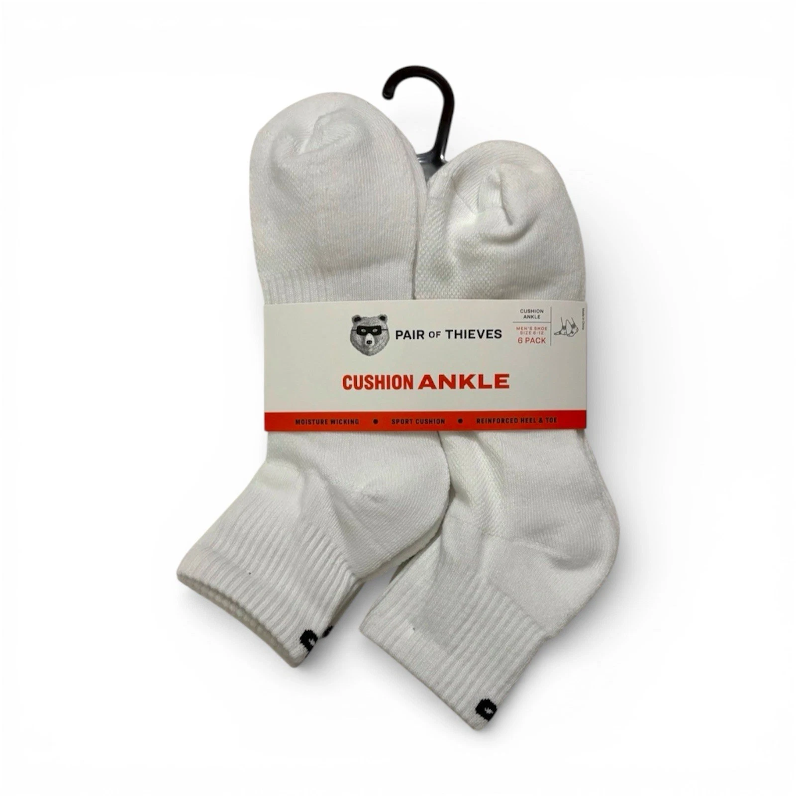 Pair of Thieves 6 PACK Cushion Ankle Socks (Shoe Size 6-12) White Black NEW
Opens in a new window or