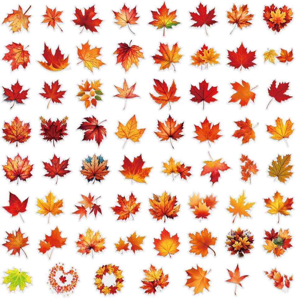 60Pcs прозрачный осени клен листья наклейки для детей, взрослых, лист  - Изображение 3 из 4