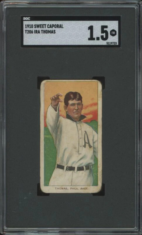 1909 T206 IRA THOMAS FAIR SWEET CAPORAL 350 SGC 1.5 PHILADELPHIA ATHLETICS