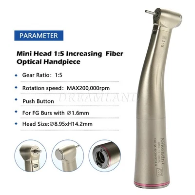 SENZA MARCA Manipolo elettrico dentale 1:5 contrangolo crescente LED in fibra ottica