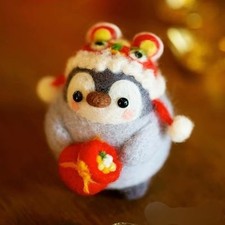 DIY Penguin Chinese New Year Needle Felting Kit Complete Craft Figurine