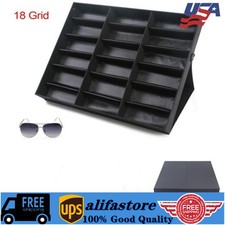 18 Slot Eyeglass Sunglasses Glasses Storage Display Grid Stand Case Box Holder