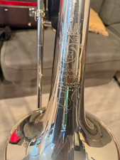 King 4B Silver Sonorous Trombone Silver High Polish Engraved Bell w/ Case