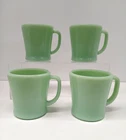 Fire King Jadeite 1948-50 Green Flat Bottom D Handle Mugs Oven Ware Lot of 4