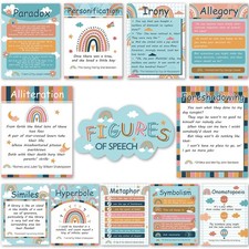 12 Boho Rainbow Figurative Language Posters for Classrooms English Posters De...