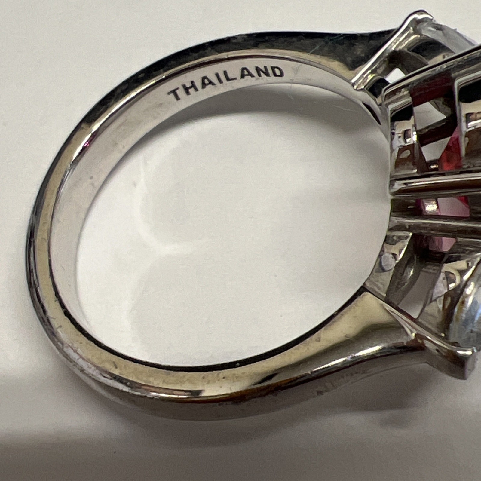 Sterling Silver Ruby White Topaz BBJ RING SIZE 8 - image 6