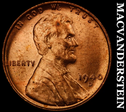 1940-D Lincoln Wheat Cent- Choice Gem Brilliant Uncirculated Luster #J1973