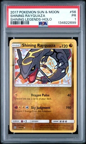 2017 POKEMON SUN & MOON SHINING LEGENDS #56 SHINING RAYQUAZA-HOLO PSA 1