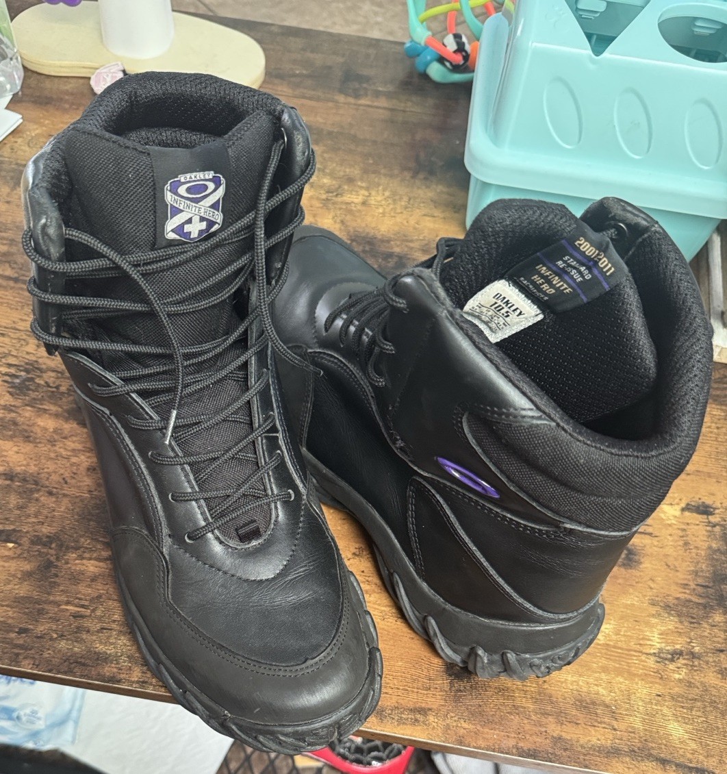 靴 00's OAKLEY Tactical Combat Boots 26.5 2000s Oakley 'Nail' High Tactical Boots in Faded Black