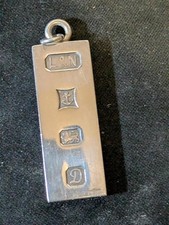 Sterling Silver 2 Sided  Hallmark/Engraved Flower Ingot  Birmingham 1978 6.2g
