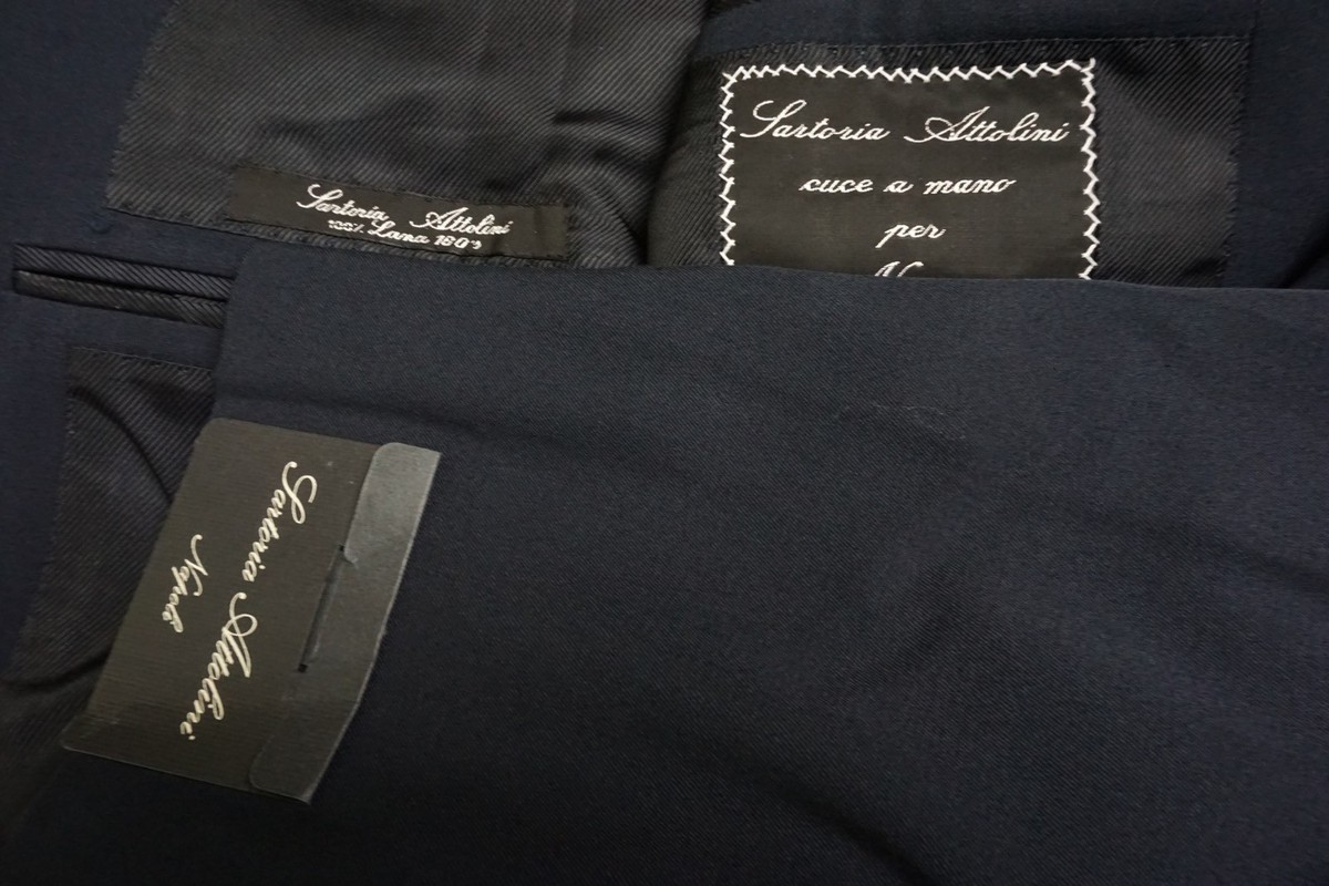 Sartoria Attolini NAvy Blue S180s Wool 2 Pc Suit Jacket Pants Sz