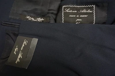 Sartoria Attolini NAvy Blue S180s Wool 2 Pc Suit Jacket Pants Sz 44 BRAND NEW - Image 1 of 4