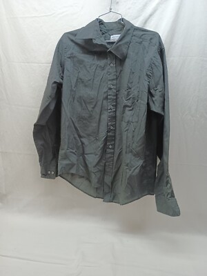 Manhattan Shirt Men's Siz  16(34-35) Black Long Sleeve Button Up Pocket