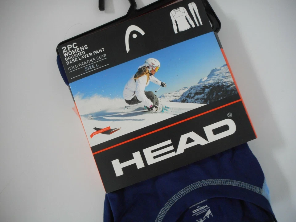 HEAD Fleece Lined 2 PC BASE LAYER Set Leggings Pants & SHIRT Womens LARGE NEW - Imagem 3 de 4