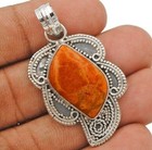 Natural Italian Coral 925 Solid Sterling Silver Pendant @7-4