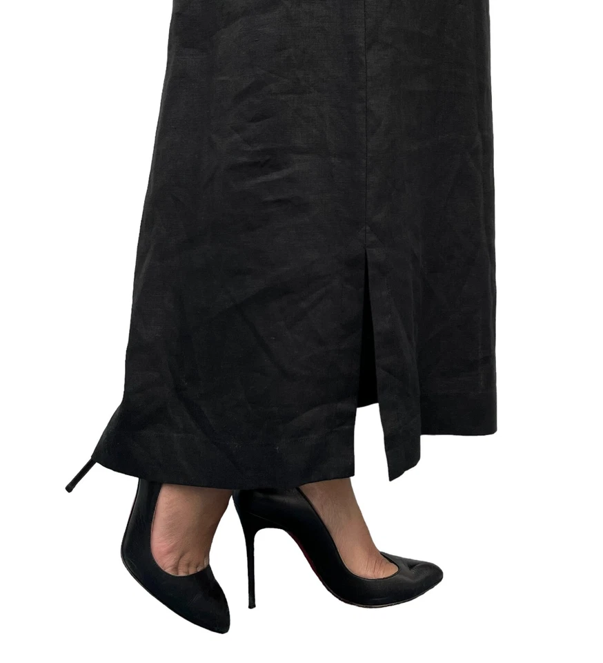 Vestido CHANEL Vintage 97P CC Mark Logo Peça Única #36 Preto Dourado Botão de Linho - Imagem 4 de 4