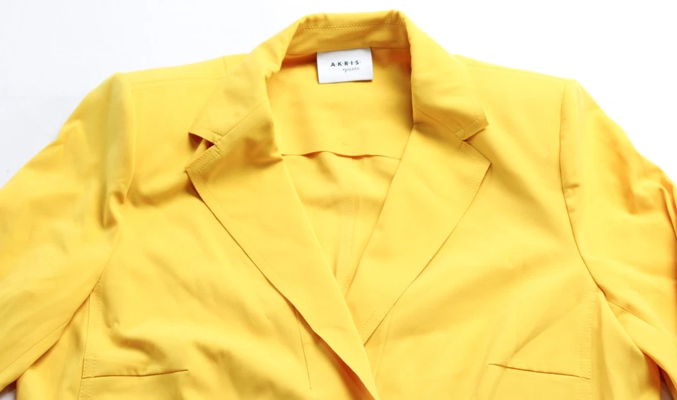 AKRIS punto Women's Signature Lasercut Boyfriend Blazer CD4 Yellow Size 12 NWT - Image 2 of 4
