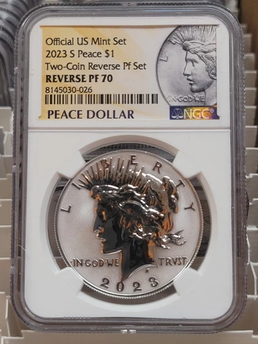 2023 S $1 Peace Silver Dollar NGC Reverse PF70 Yellow Label 30-026