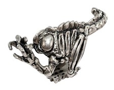 Hefty Men's Solid 925 Sterling Silver Biker Ring Alien Skeleton Design Size 11