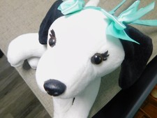 POOCHIE  CO White Poodle Purse With Blue Sequins And Blue Bows Gift