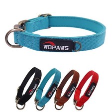 Dog Collar Polyester Cotton Webbing with Neoprene Inner Quick Release Bronze-...