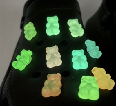 15pcs Gummy Bear For Croc Accessories Shoe Jewelry Decoration Multi Color Glow