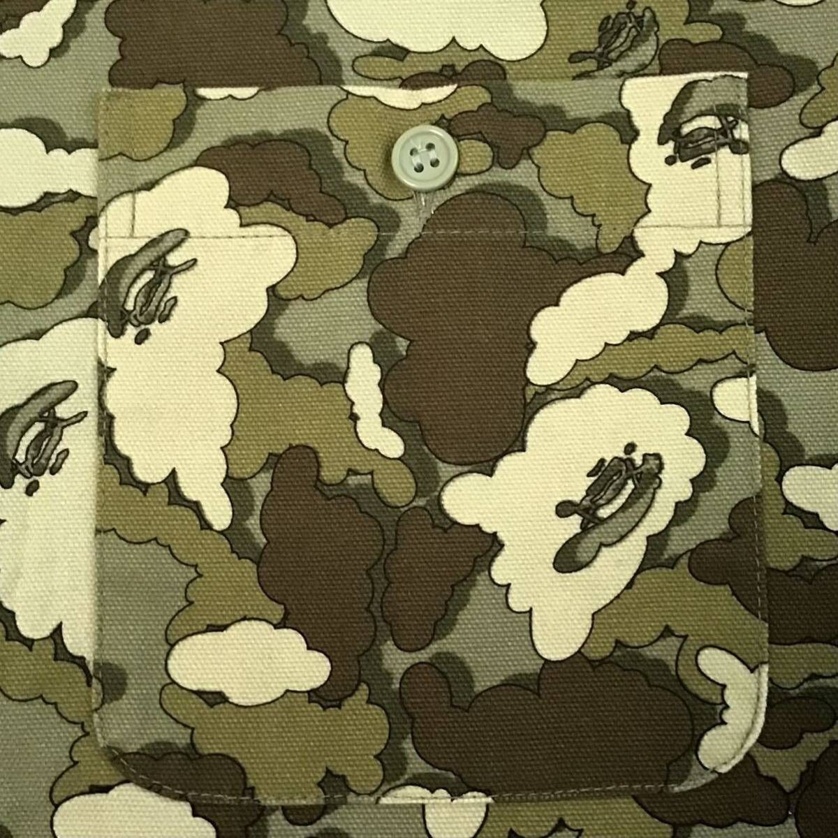 BAPE × kaws cloud camo work shirt Beige Short Sleeve A Bathing Ape