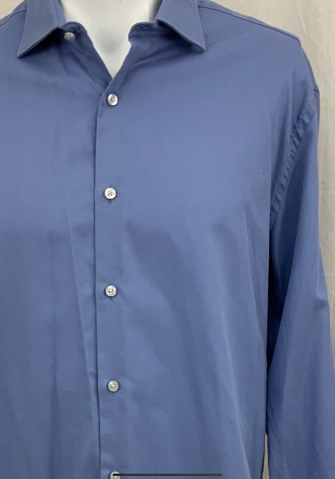 Robert Barakett Shirt 16 34 Blue 100% Cotton Minor Wear YGI P1-101 - Image 3 of 4