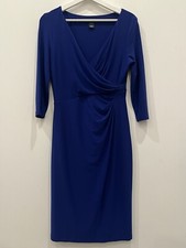Lauren by Ralph Lauren Sheath Dress Royal Blue 3/4 Sleeve Ruched Lined 6 Going O