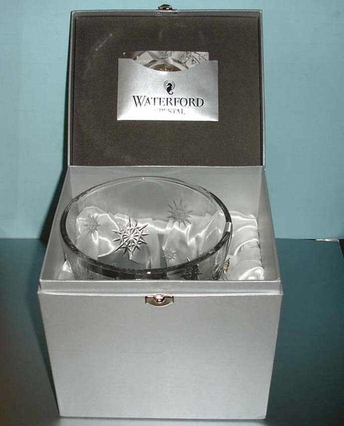 Waterford Snowflake Wish Crystal Ice Bucket & Tongs Wishes For Joy 1st