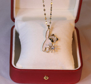 Authentic Titanium 14k Gold Plated White Shell Teddy Bear Star Pave CZ Pendant Necklace