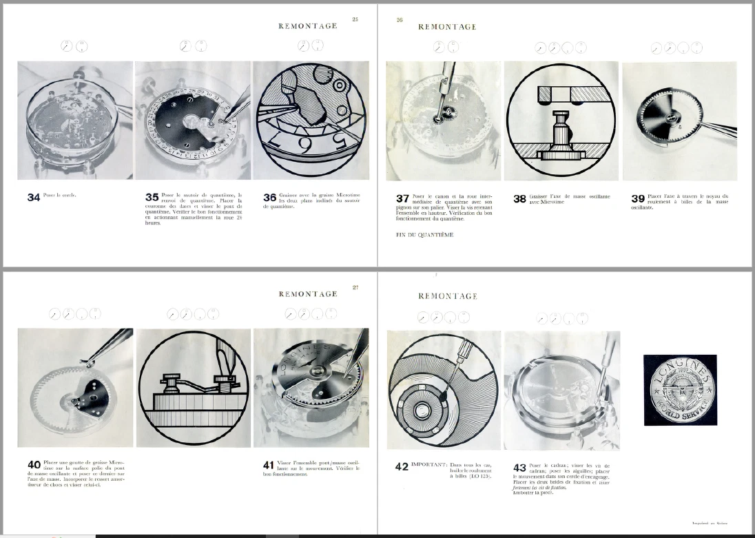 Longines Documentación técnica cal. 340 341 350 351 - 28 páginas - PDF (francés)