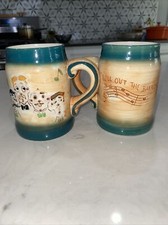 Set of 2 Vtg Pennsbury Pottery Barber Shop Quartet Mugs - Roll out The barrel