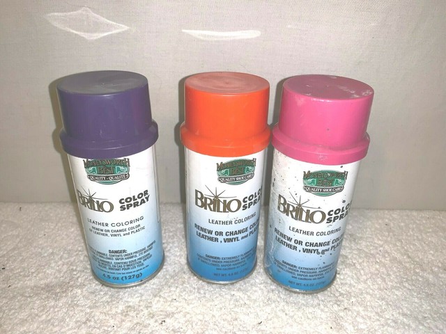 Lot of 3 Moneysworth Best Brillo Color Spray Leather Coloring Orange Purple Rasp | eBay