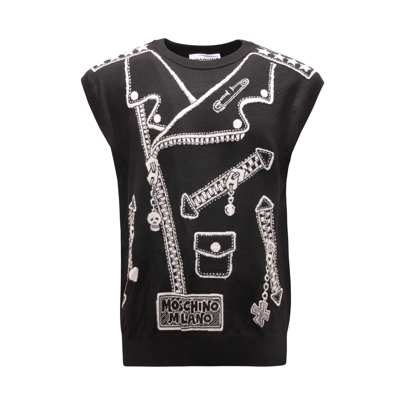 8699AV МУЖСКОЙ ШЕРСТЯНОЙ СВИТЕР БЕЗ РУКАВОВ SMANICATO UOMO MOSCHINO ОТ КУТЮР 47890₽