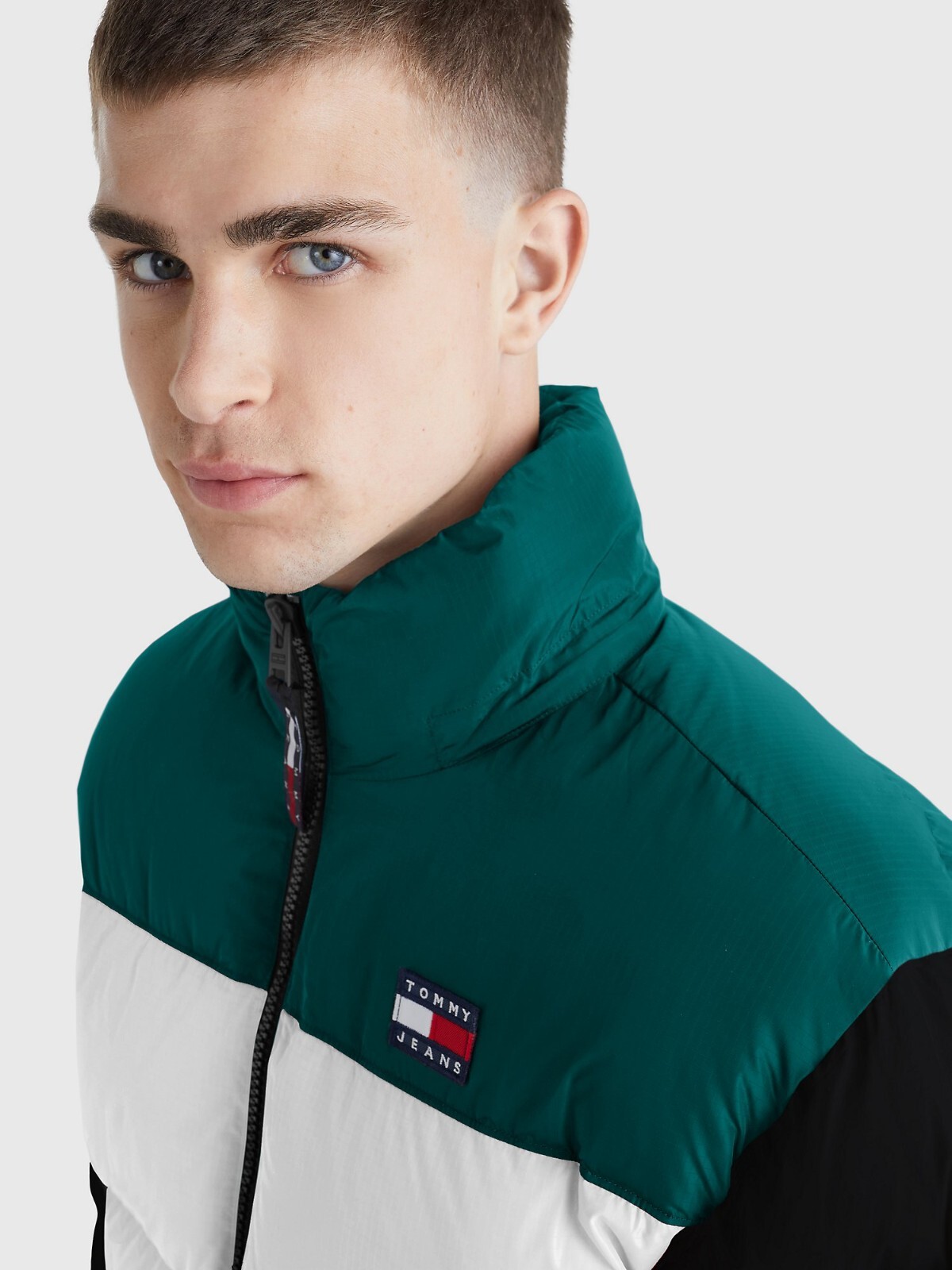 Tommy Hilfiger Men's Colorblock Puffer Jacket - White & Green, S image 6