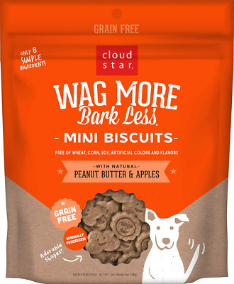 Wag More Bark Less Grain Free Mini Biscuits, Bite Sized Crunchy Dog Treats, 7Oz 