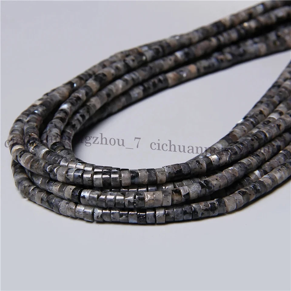2x4mm Black Labradorite Heishi Tyre Wheel Rondelle Spacer Gems Loose Beads 15'' - Image 4 of 4
