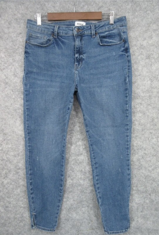 Pistola Jeans Women 31 Blue Skinny Distessed Mid Rise Stretch Med Wash Denim