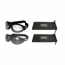 Red Baron Motorcycle/aviator Goggles Googles Day Night Smoke and Clear with Bags