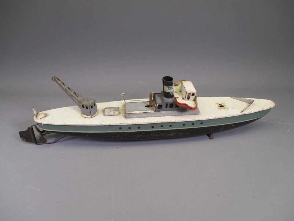 AB483 ARNOLD JOUET ANCIEN TOLE BATEAU DE MARCHANDISES 32 CM - Photo 2/4