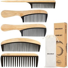 Handmade Bamboo Anti Static Comb Set Wide Tooth Fine Tooth and Rat Tail