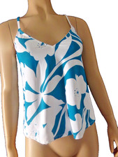 ANNE COLE Tankini Top size XSmall blue white adjustable straps NWT