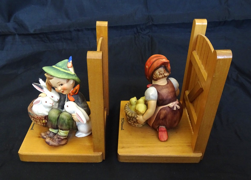 (2) Vintage Hummel Figurine Bookends Boy w/ Bunnies Girl w/ Chicks - Picture 15 of 24