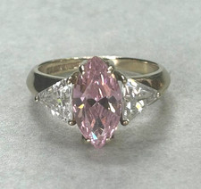 9ct Yellow Gold Ring Cubic Zirconia Stones Pink & White Hallmarked Ring Size K