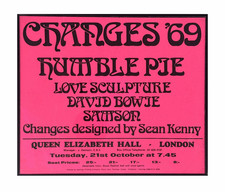 DAVID BOWIE - Ultra Rare 1969 QUEEN ELIZABETH HALL LONDON Handbill w/Humble Pie