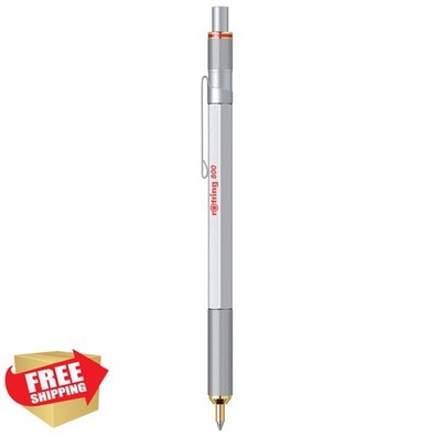 Rotring 800 Retractable Ballpoint Pen, Medium Point, Silver