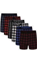Keanu Mens Check Front Button Woven Pack Of 6 Boxer Shorts Size 2XL Mens