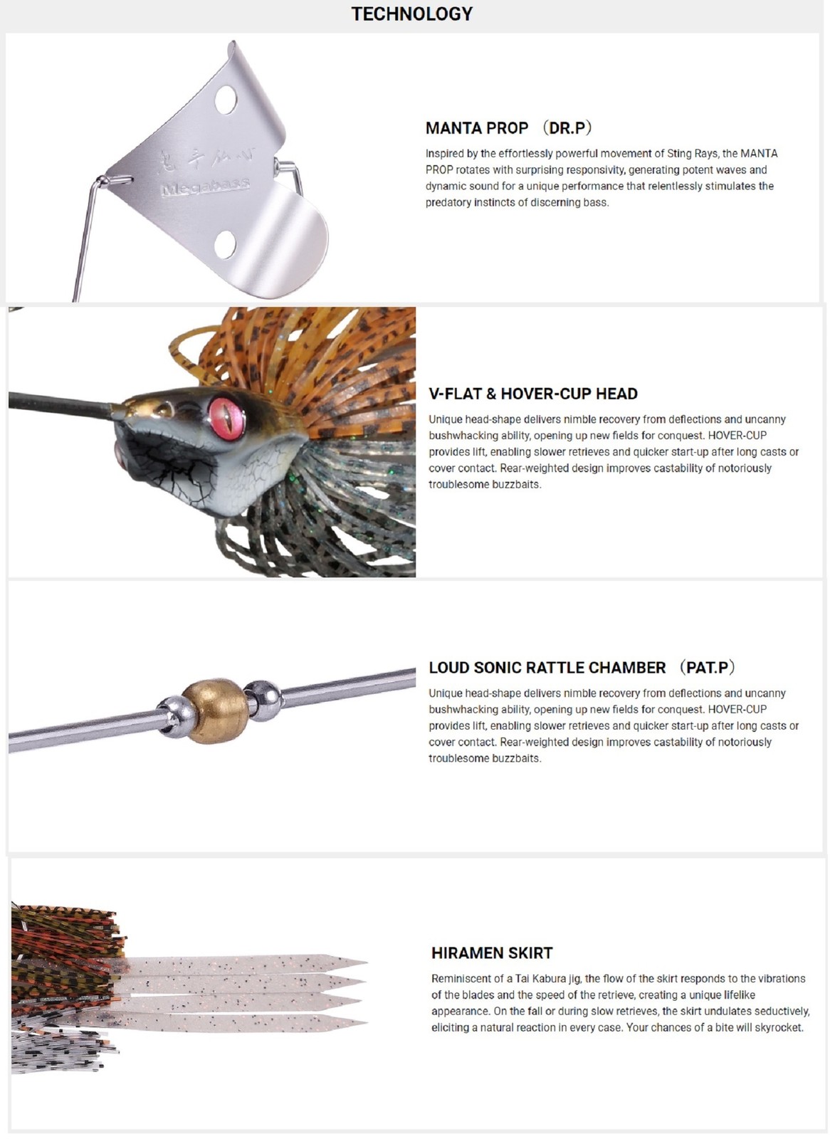 Megabass Jamaica Boa 1/2 oz Buzzbait Sinking Lure Ghost Smoke (6777) - Image 5